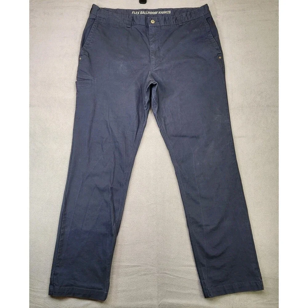 Duluth Flex‎ Ballroom Khakis Pants Men's Size 38x34 Navy Blue Trim Fit Straight